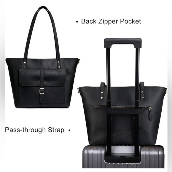 S-ZONE Women Vintage Genuine Leather Tote Bag Large Shoulder Purse Work Handbag - Picture 4 of 11